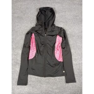 Women's 90 Degree By Reflex Hoodie Medium Black Fuchsia Full Zip Jacket Training
